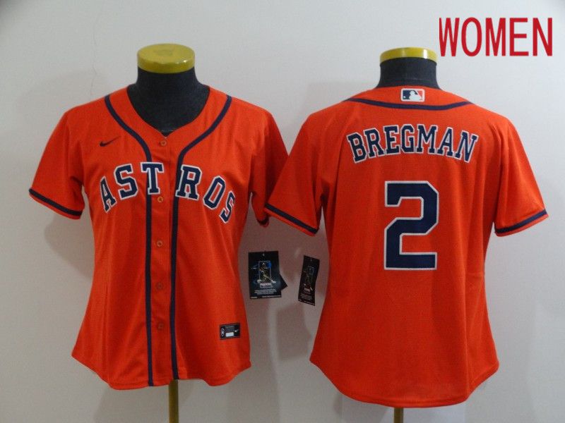 Women Houston Astros 2 Bregman Orange Nike Game MLB Jerseys